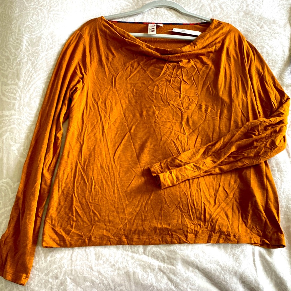 DOLAN Yellow/Camel Color Cowl Neck Long Sleeve Top size M NWT